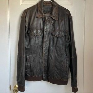 Vintage Levi's brown lambskin leather jacket size L mens bomber jacket